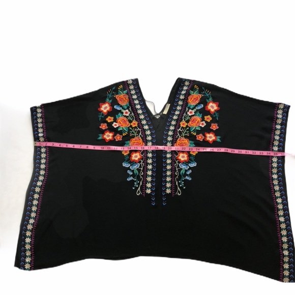 ODDY Black Embroidered Festival Poncho Size Med - Picture 3 of 6
